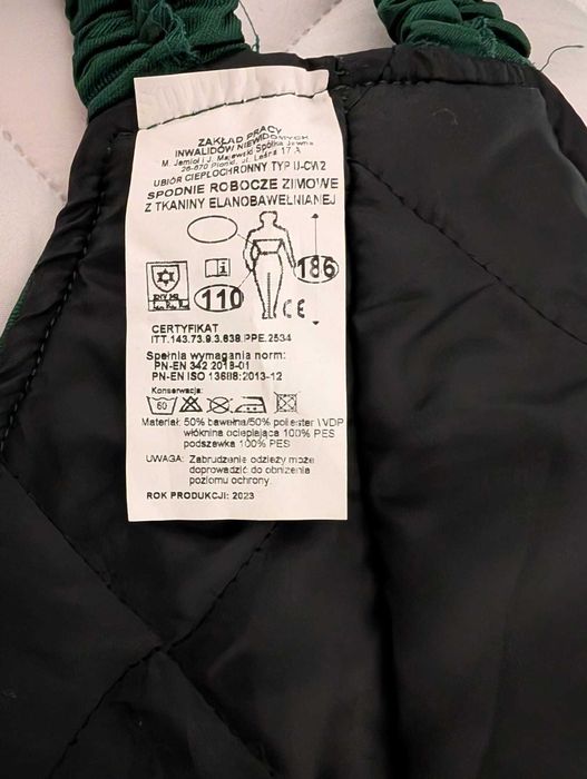 Spodnie robocze ocieplane.Ogrodniczki  186X 110 Tak jak na metce