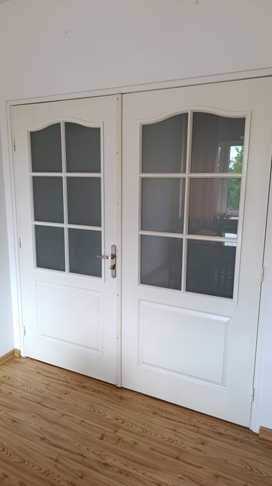 Drzwi wewnętrzne podwójne dwuskrzydłowe białe duże 190 95 francuskie