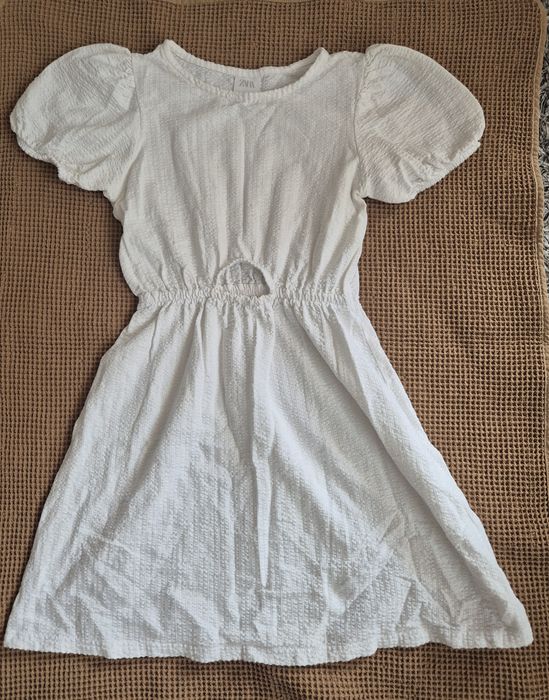Sukienka bawełniana,biała Zara 140 cm