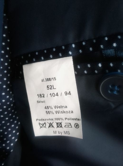 Garnitur męski elegancki z wełny i wiscozy