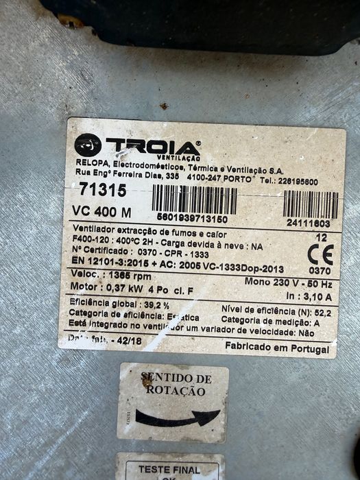 Ventilador Exaustor Tróia