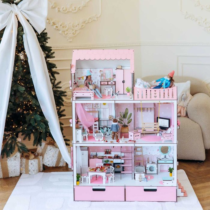 Ляльковий будинок ЛЮКС Барбі + меблі ВІТАЛЬНЯ кукольный домик Барби