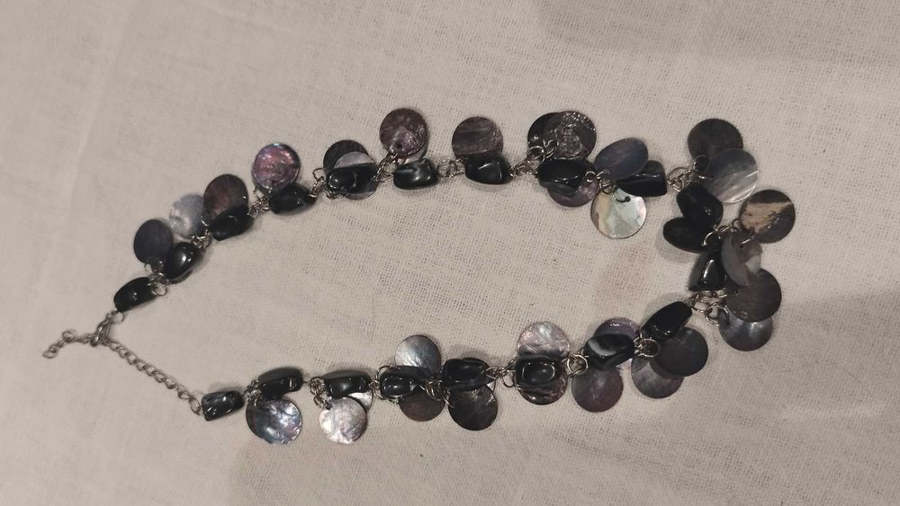 Versátil colar artesanal pedra natural (ónix / madrepérola)