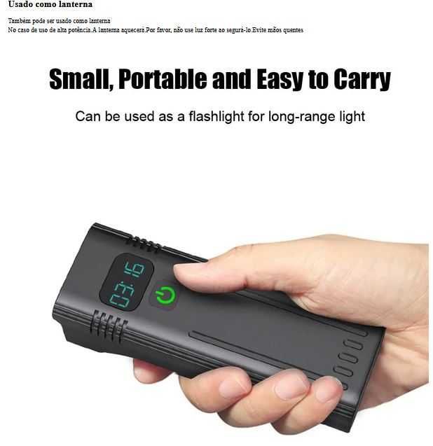 Farol bicicleta 12 LED | 4800 Lumens | Bateria 10.000mha |  5 modos