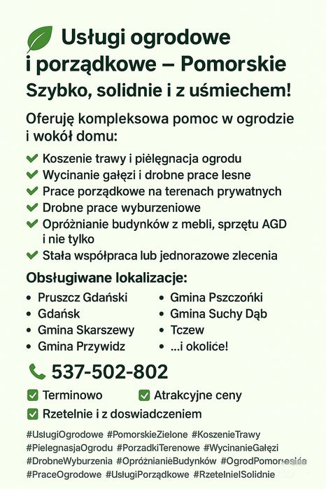 Koszenie Trawy Karczowanie Gałęzi  Prace Rozbiurkowe