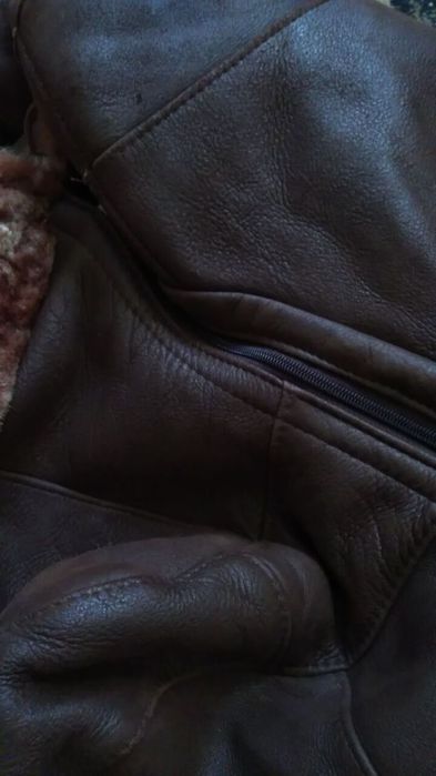 Длинное коричневое пальто дублёнка, размер XXXL