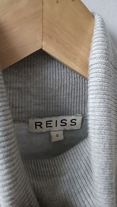 Golf damski sweter z golfem wełniany wełna 100% szary cienki