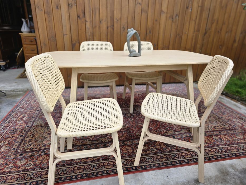 VOXLÖV bambusowy jasny stół  + 4 krzesła Ikea #2139 Stylowy Węgrow
Stó