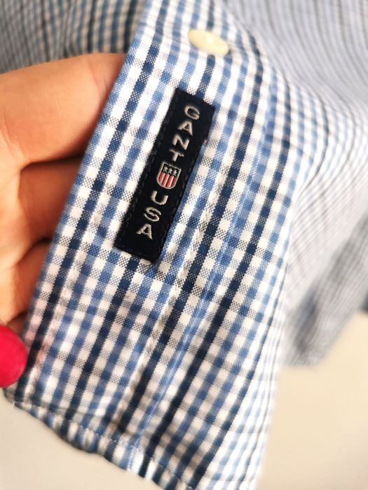 Gant koszula w kratkę męska logowana bawełniana L/XL