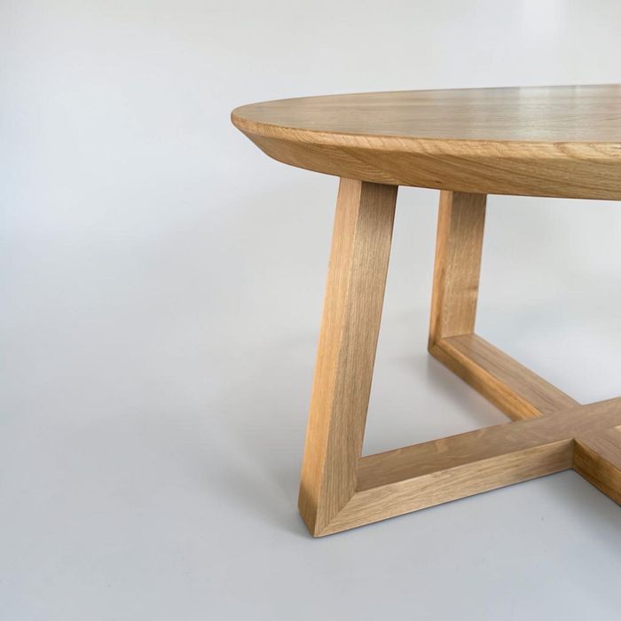 Stół dębowy okrągły premium w stylu japandi lite drewno fi100 gr.4cm OAKLINE - Producent wysoka jakość