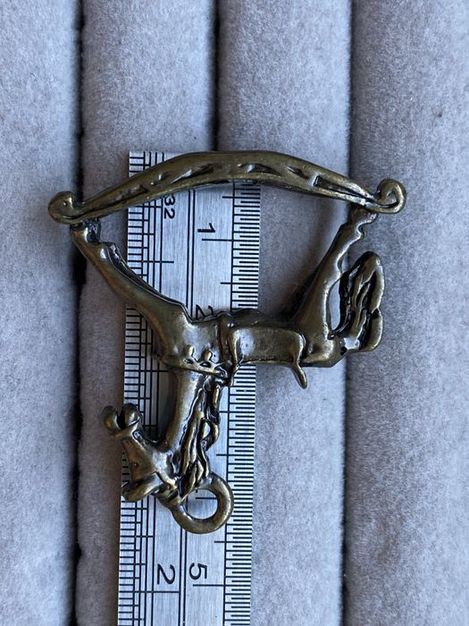 Zawieszka Brelok Konik na Biegunach Kołysząca się Zabawka Miniatura Vintage Mosiądz