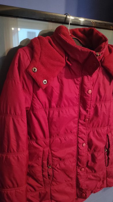 Kurtka 38/40 bordowa jesienna z kapturem