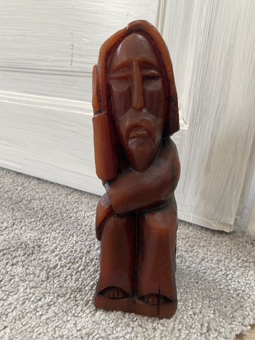 Duża stara świeca 23 cm jak rzeźba