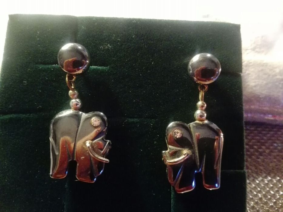 Piękne Kolczyki Słonie Hematyt