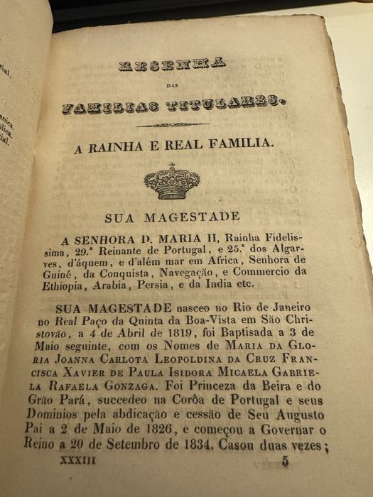 Resenha das familias titulares de portugal