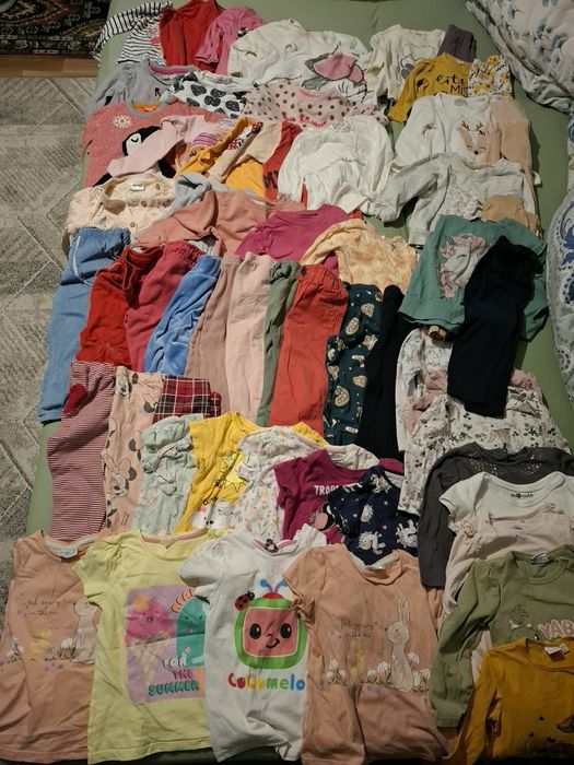 Duża paka zestaw ubrań dziewczynka 86 92 leginsy spodnie body 58 szt