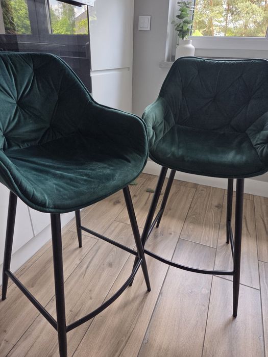 2x  krzesło barowe hoker Welur zielone velvet