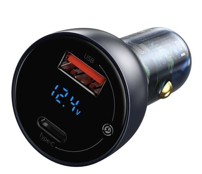 Ładowarka samochodowa BASEUS Particular Digital Display 65W + dodatki