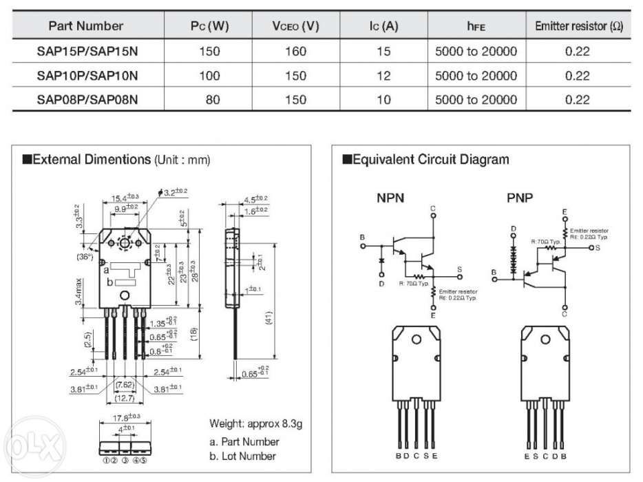 Transistor Darlington SAP15N