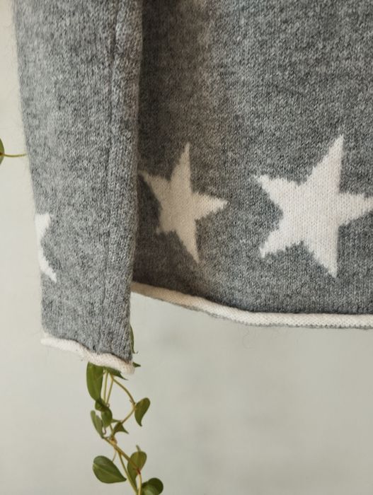 Sweter golf wełniany, z moherem, szary, zimowy, basic, gwiazdka r.M/L