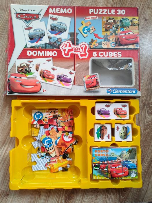 Zygzak Cars Auta Clementoni 4w1 puzzle domino memory klocki