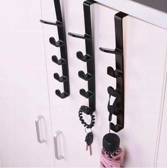 WIESZAK na DRZWI Łazienki Kuchni Przedpokoju bez WIERCENIA 5 HACZYKÓW