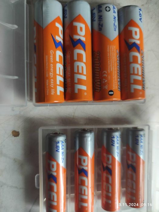 Аккумулятор никель цинк PkCell AA палец 2500mWh AAA 900mWh 1.6 V!новый