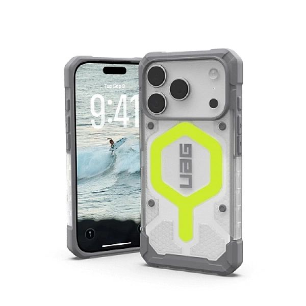 Etui UAG Pathfinder Clear MagSafe na iPhone 17 Pro - szaro-neonowe