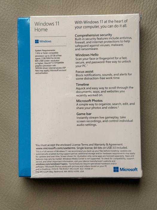 Microsoft Windows 11 Home BOX USB COA Oryginał Nowy Pudełko z kluczem
