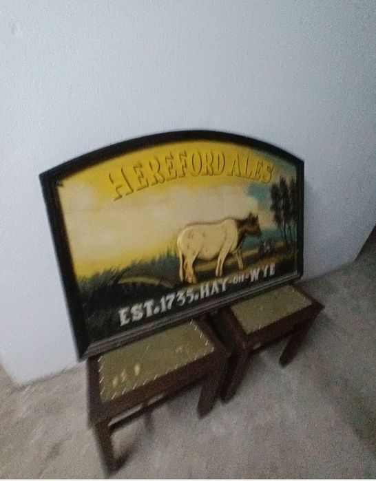 Quadro antigo publicitário de cervejaria com 90 cm de comprimento