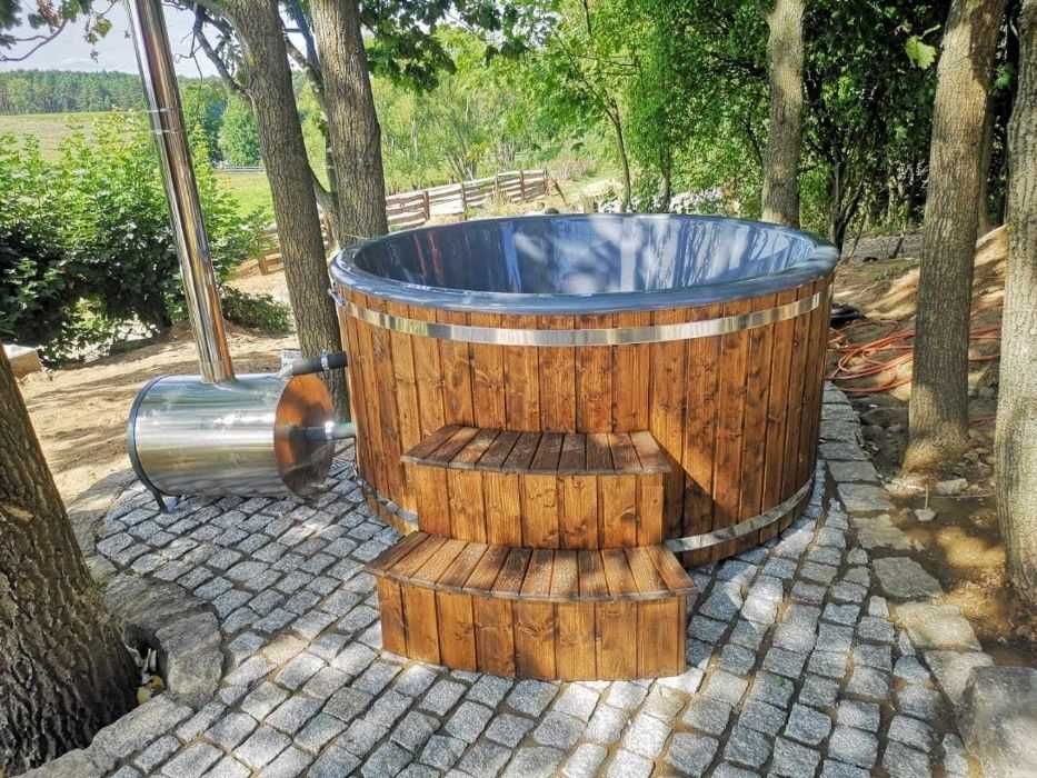Balia ogrodowa jacuzzi LED, hydromasaż, napowietrzanie, pokrywa termo