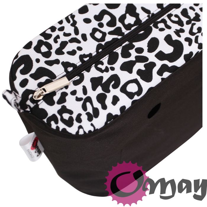 Czarny organizer do OBAG STANDARD panterka cz-biała 2 kieszenie OMAY