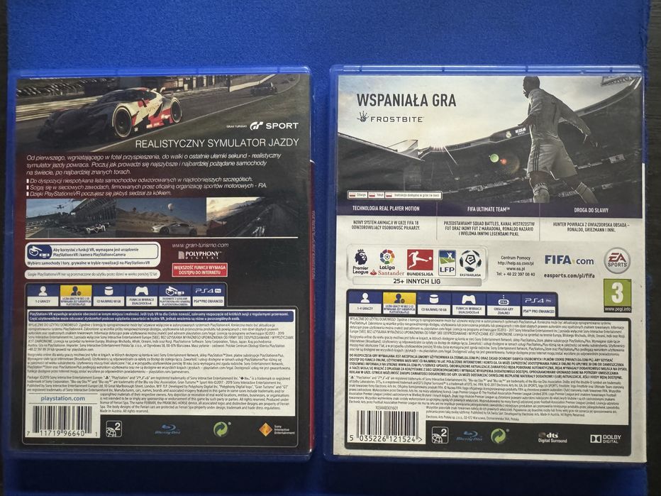 Gran turismo sport, fifa18 ps4