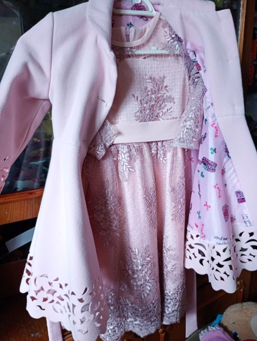 Святкова сукня нарядна сукня Рожева мереживна сукня рожеве пальто