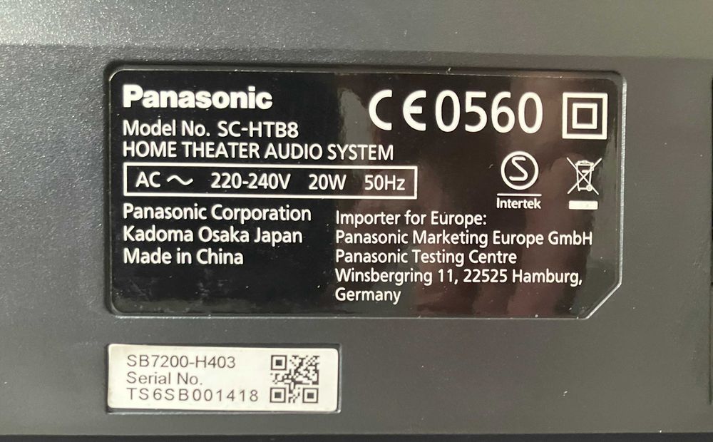 Soundbar PANASONIC SC-HTB8 bluetooth