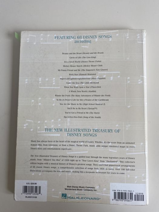 Livro musical com canções Disney