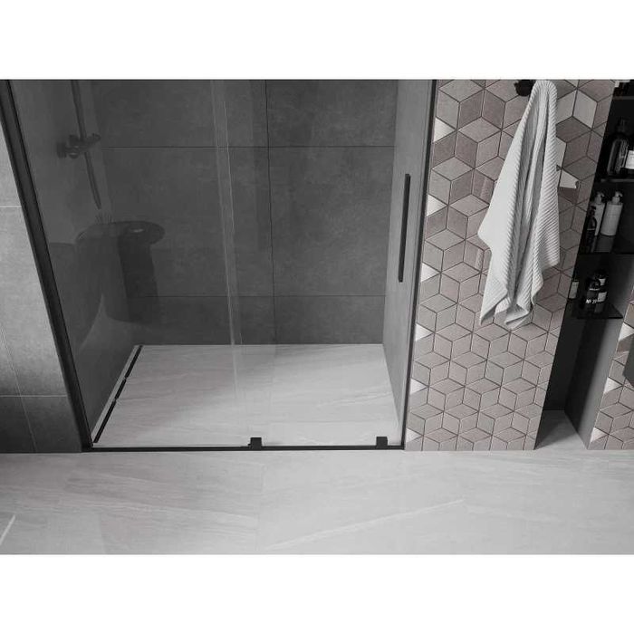 Mexen Velar drzwi prysznicowe rozsuwane 140 cm, transparent, czarne