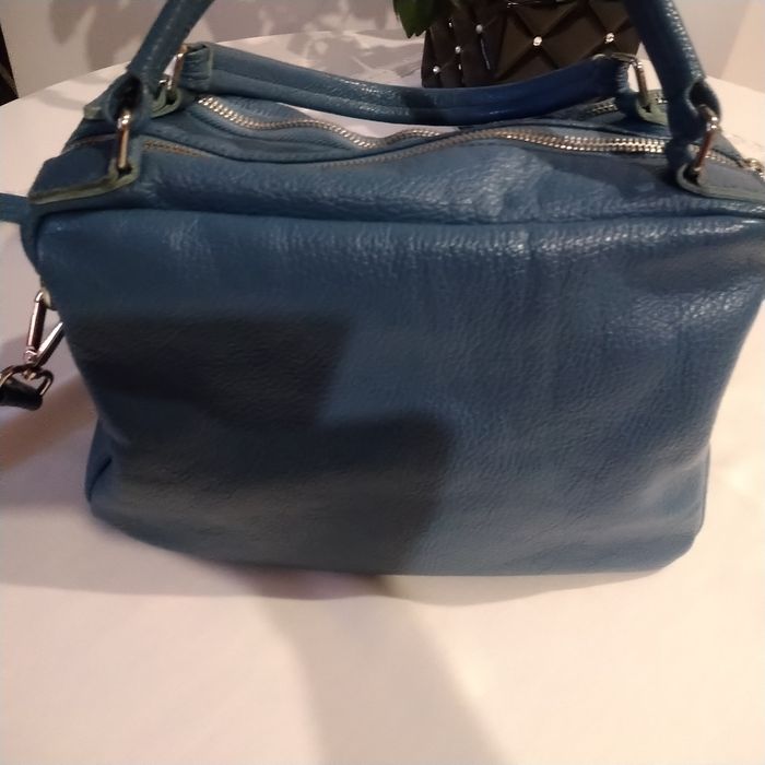 Torebka niebieska  skóra naturalna