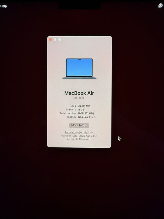 Macbook Air 13” (2022) M2