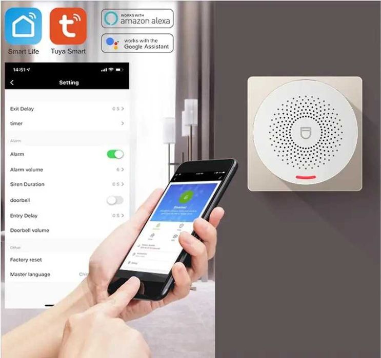 Беспроводная сигнализация для дома TUYA WiFi +датчики+пулты ДУ.