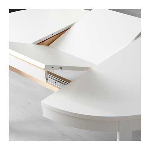 Biały okrągły stół IKEA BJURSTA 115cm rozkładany do 166cm dla 4-6 osób