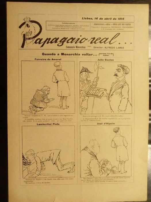 2 números raros do jornal monárquico "Papagaio Real"