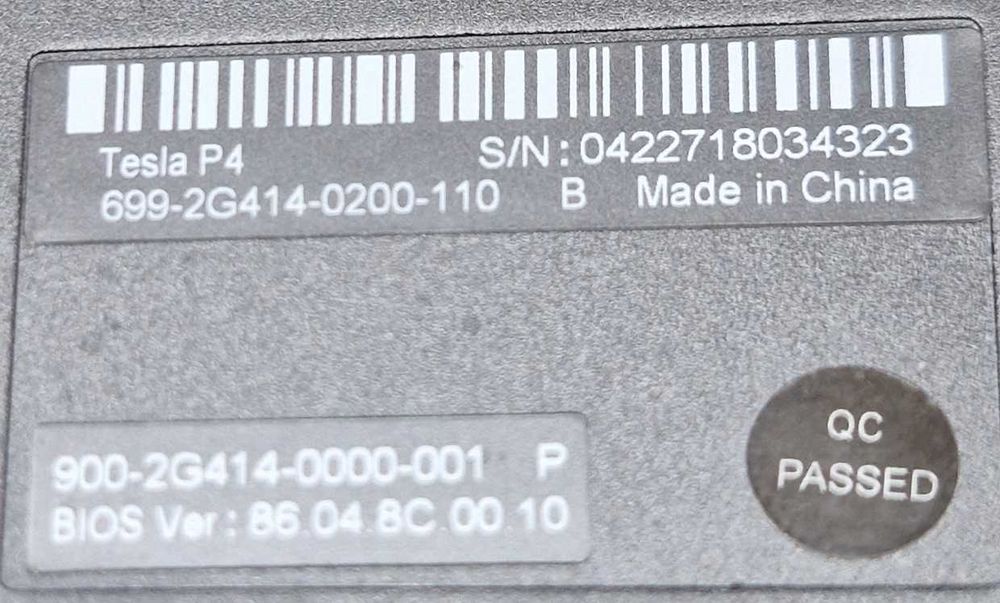 Karta Graficzna Akcelerator Tesla P4 8GB + chłodzenie cooler