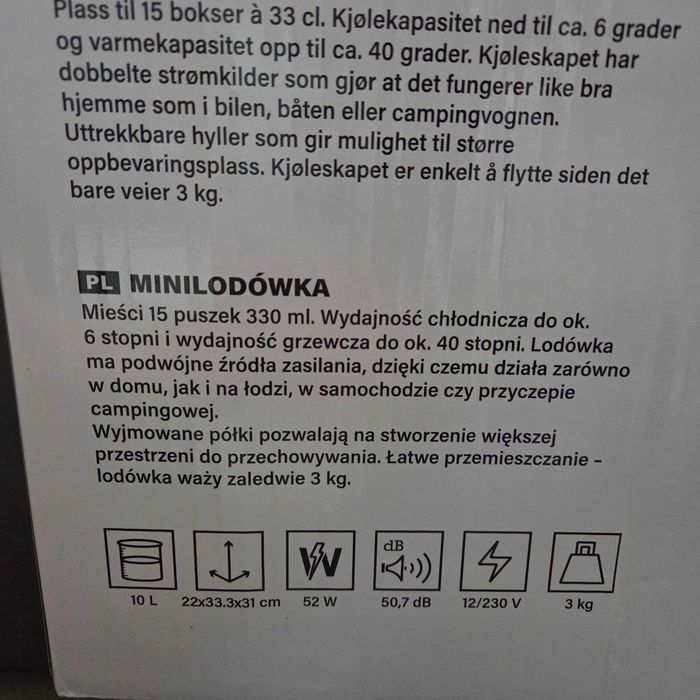 Mini lodówka Pepsi 10 l