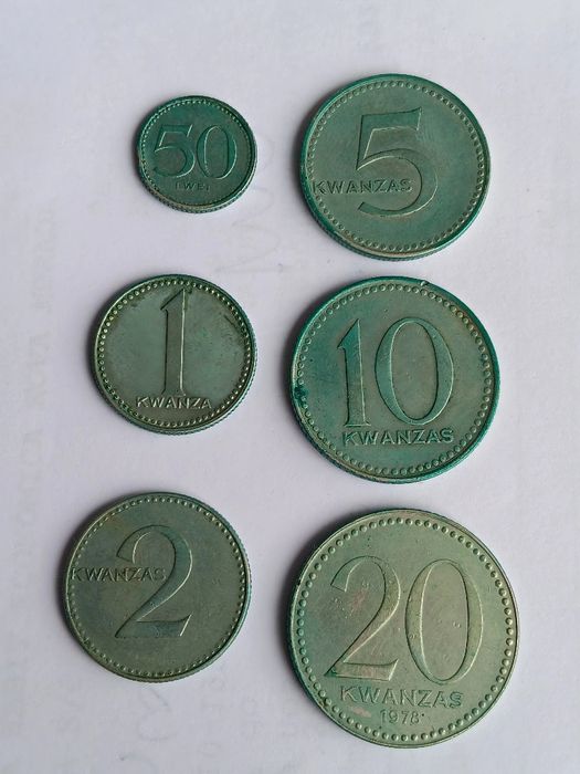 6 moedas de 1975 Kuanzas de Angola