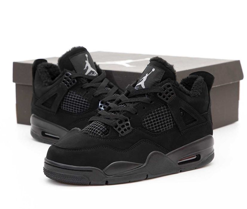 Мужские зимние кроссовки с мехом Nike Air Jordan 4 "Black Cat" Winter