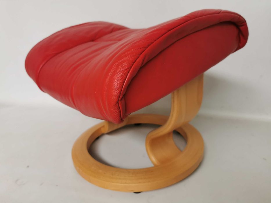 pufa podnóżek SKÓRA skórzany Ekornes stressless 56x38x41 czerwony