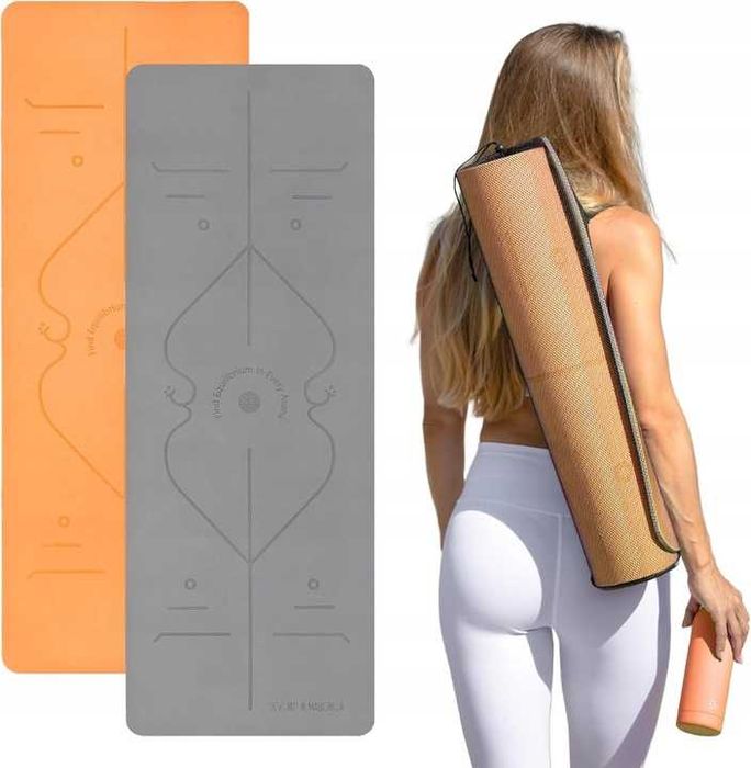 Mata do jogi ćwiczeń fitness antypoślizgowa dwustronna gruba mata