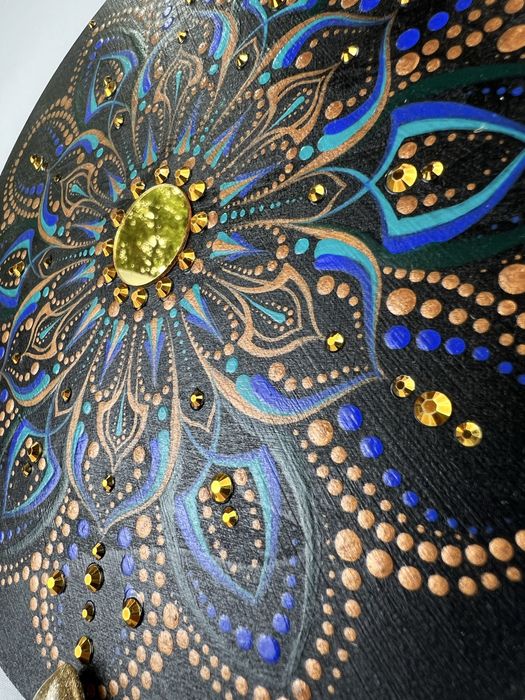Mandala ręcznie malowana dekoracja ścienna boho glamour prezent