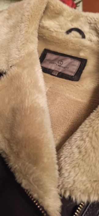 Casaco estilo aviador em pele verdadeira